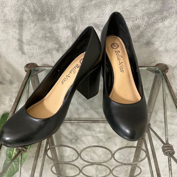 BELLA VITA Career Leather PUMPS, SIZE 6 WW wide width shoes black - Picture 2 of 11